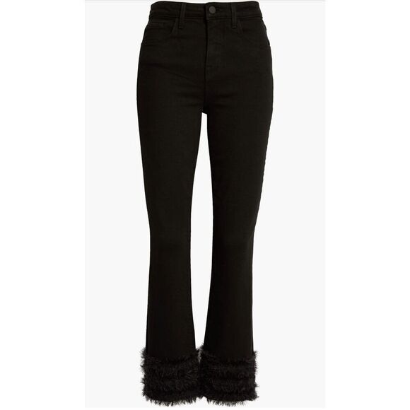 L’AGENCE Tati High Rise Crop Micro Bootcut Feather Jean in Saturated Black Size - Picture 10 of 12